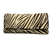 Evening Bag - Zebra Print w/ Flap - Brown - BG-92090BR